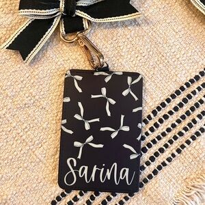 Bow ID/badge Card Holder with Bow lanyard- perosnalized